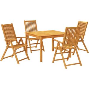 vidaXL 5-delige Eethoek - Massief Acaciahout - Tuinmeubel Tuinmeubles - Acacia Hout - Eetkamer Set - Buitentijd - Terras Meubel