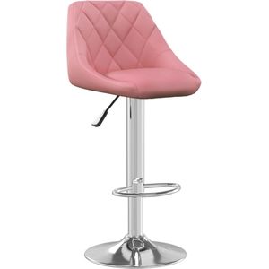 vidaXL Barkruk - Fluweel - Roze - Verstelbaar Barstoel - Velvet Stoel - Rozerode Barkruk - Kruiken - Eetkamerstoelen - Design Meubels - Lounge Stoel - Comfortabele Stoel - Verhogbare Barkruk - Draaibare Barkruk - Voetenbank