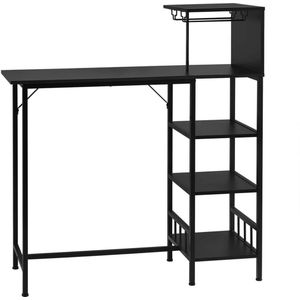 Bartafel voor keuken - stijlvol & robuust - stevig hout & staal - modern & elegant - zwart - 108.5x40x125.5 cm