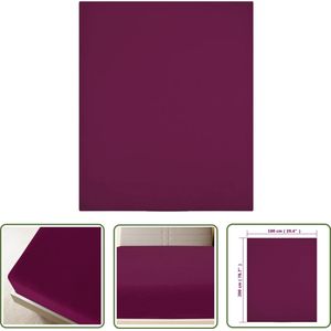 The Living Store Jersey Hoeslaken - Bordeaux - 100 x 200 cm - 100% Katoen