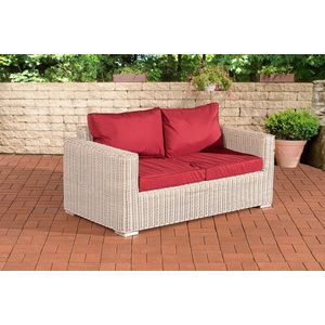 In And OutdoorMatch Loungebank Lenny - Voor buiten - Tuinmeubelen - Wicker - Loungeset - Bank tuin of balkon - Rood - 2 zits