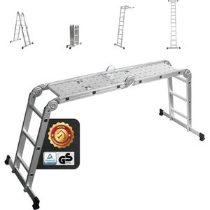 Multifunctionele ladder - 4 x 3 treden, 12 treden, Aluminium, TÜV/GS gecertificeerd