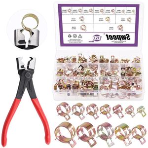 121 stuks 7-22 mm veerband slangklemmen met CV boot slang clip tang assortiment kit siliconen vacuümslang - lage druk lucht clip klem - voor slangklemmen - Swpeet