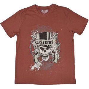 Guns N' Roses - Faded Skull Heren T-shirt - L - Rood
