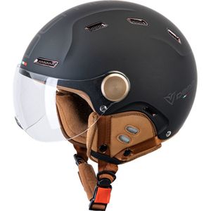 Demm Speed Pedelec helm - NTA 8776 Geschikt als Elektrische fiets, Snorfiets, Scooter, Brommer Helm - Vespa jethelm met vizier - Volwassenen - XS - Mat Zwart - Gratis helmtas