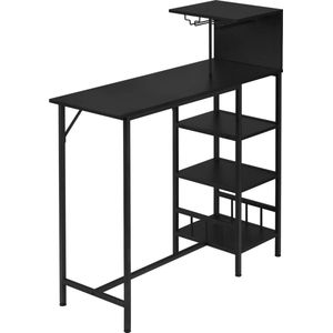 Bartafel Voor Keuken - Hout & Staal - Zwart - 108.5x40x125.5 cm