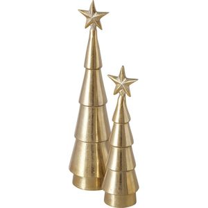 Prachtige set goudkleurige metalen kerstbomen 36cm aluminium