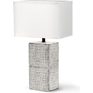 Aigostar Tafellamp 130200PUJ - Keramiek - Lamp met witte kap - H39 cm
