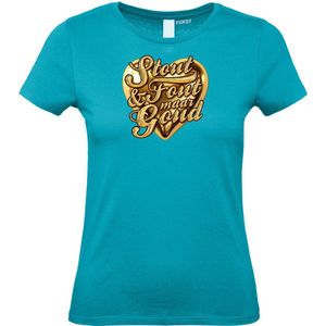 Dames t-shirt Gouden Hart | Toppers in Concert 2025 | Stout & Fout maar Goud | Foute Party Shirt | Turquoise Dames | maat L