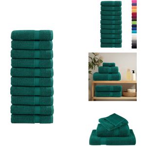 vidaXL Handdoek - Handdoeken - Badhanddoek - Badlaken - Badhanddoeken SOLUND 10 st 600 g/m² 70x140 cm groen