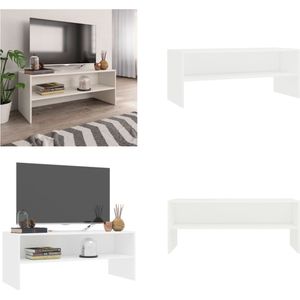 vidaXL Tv-meubel 100x40x40 cm bewerkt hout wit - Tv-meubel - Tv-meubels - Tv-meubelen - Tv-meubilair