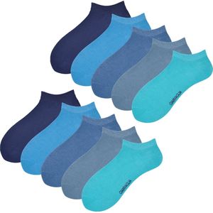 Enkelsokken Unisex | Blauw Mix | 10-pack | Maat 35-40 | Multi-pack korte sokken | Korte Sokken Dames | Korte Sokken Heren