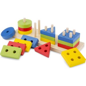 New Classic Toys Houten Geometrische Stapel Vormenpuzzel