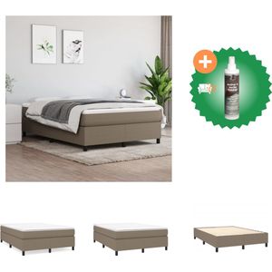 vidaXL Boxspringframe stof taupe 140x190 cm - Bed - Inclusief Reiniger