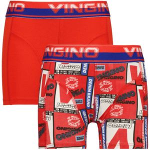 Vingino jongens ondergoed 2-pack boxers Athletics Flame Red