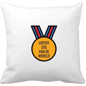 Akyol - liefste zus van de wereld Kussen hoes - Zus - de liefste zus - verjaardagscadeau - verjaardag - cadeau - cadeautje voor zus - zus artikelen - kado - geschenk - gift - 40 bij 40 cm