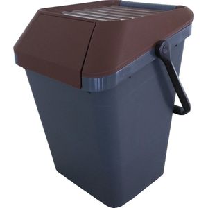 EasyMax afvalemmer 45 liter grijs, bruin | Stapelbaar