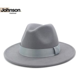 Johnson Headwear® Fedora hoed heren & dames - Panama - Zonnehoed - Strohoed - Strandhoed - Maat: 58cm verstelbaar - Kleur: Grijs