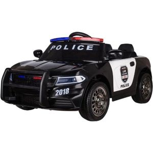 kinder politieauto 12v met Afstandsbediening - Sirene - Zwaailichten - Leder zitje - Mobilofoon - AUX - MP3 input