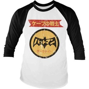 DC Comics Batman Raglan top -L- Japanese Retro Logo Wit/Zwart