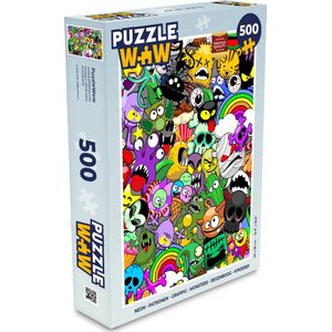 Puzzel Neon - Patronen - Grappig - Monsters - Regenboog - Kinderen - Legpuzzel - Puzzel 500 stukjes