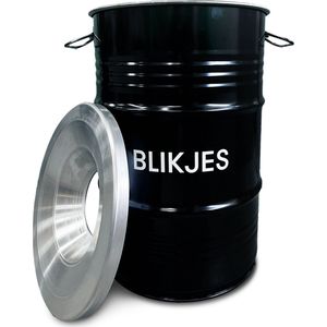 BinBin Flame Blikjes 60 Liter met vlamwerend deksel olievat afvalscheiding inzamelbak blikjes | statiegeld blikken | Horeca afvalbak