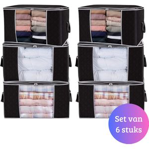 Janse® Dekbed organizer XL set van 6 - Zwart - Kleding organizers - Opbergzak - Opslagtas - Opslagbox - Flexibele opberger - Kast organizer - Opbergtas met rits en handvatten - Beschermhoes voor kleding - Opbergzakken