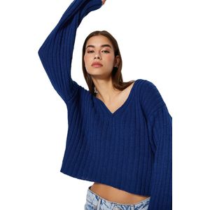 Trendyol Steenwol Wide Fit Crop Basic Gebreide Trui Twoaw23Kz01844