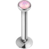 Flat Top Opal Labret Roze 6 mm