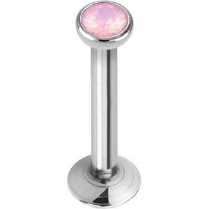 Flat Top Opal Labret Roze 6 mm