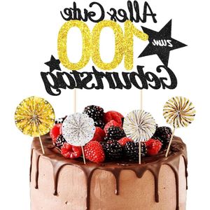 Taartdecoratie 100e verjaardag man vrouw 5 stuks decoratie Gelukkige Verjaardag 100 - Mannen Vrouwen