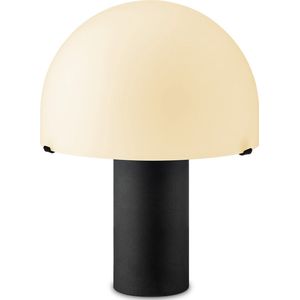 Home Sweet Home - Moderne tafellamp Mushroom - Zwart - 23/23/28cm - bedlampje - geschikt voor E27 LED lichtbron - gemaakt van Glas en Metaal