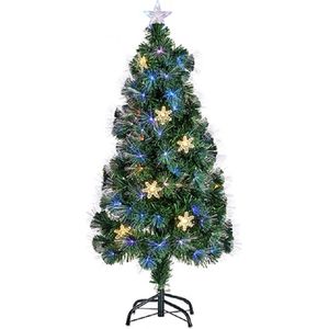 Krist+ kunst kerstboom/kunstboom - fiber optic - H90 cm - met LED gekleurde verlichting