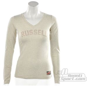 Russell Athletic - Deep V-Neck Long Sleeve Tee - Dames Top - XS - Beige