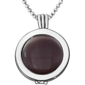 Quiges - Munthouder met Ketting en Munt 25mm Cat's Eye Paars - Zilverkleurig - EPRHZ054