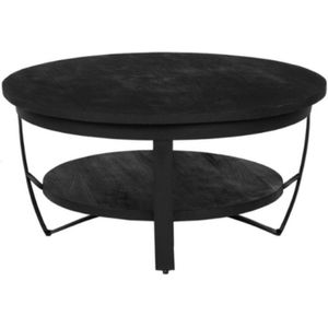 Salontafel rond Mangohout - Industrieel - Salon tafel - Koffietafel - Bijzettafel - Rond - 90 cm - zwart
