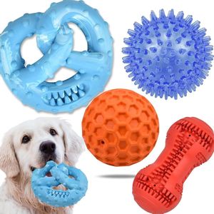 Hondenspeelgoed onverwoestbaar kauwspeelgoed hond - 4 stuks gemaakt van hard rubber met bol ontwerp, sterk interactief speelgoed voor grote kleine honden, tanden reinigen en tandvlees masseren