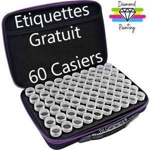 Broderies - peinture au diamant boîte de rangement - boîte de tri - valise 60 pots