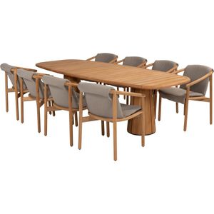 Capri Tess barrel dining tuinset 9 delig 280x110xH75 teak 4 Seasons Outdoor