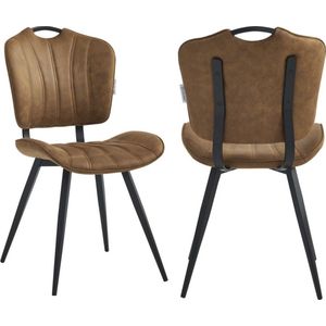 Colenis® - Rondo Eetkamerstoel - Set van 2 - Cognac - PU - Industrieel - Design