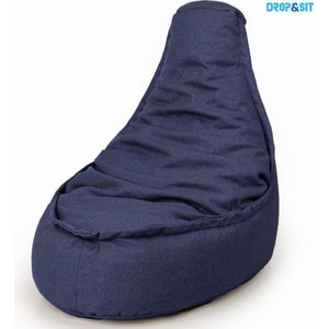 Drop & Sit Zitzak - Zitzak Stoel Volwassenen - 95 x 75 cm - Beanbag Blauw - Waterafstotend - Voor Binnen en Buiten - 100% Gerecycled Plastic