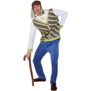 Smiffy's - Bejaard Kostuum - Oude Opa Kostuum Man - Blauw, Geel - Medium - Carnavalskleding - Verkleedkleding