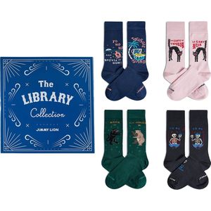 Jimmy Lion unisex giftbox 4P sokken the library collection multi