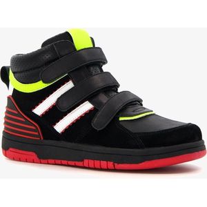 TwoDay hoge leren jongens sneakers zwart neon - Maat 32