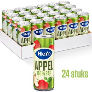 Hero Appelsap - Blikjes Appelsap Fruitsap - 100% Puur Fruit - Handige Tray Frisdrank - 24 x 250ml