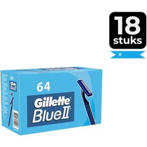 Gillette Blue II - Wegwerpscheermesjes - 64 Stuks - Voordeelverpakking 18 stuks