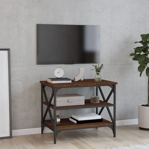 The Living Store Industrieel TV-meubel - 60 x 40 x 50 cm - Bruineiken - Duurzaam hout - Stabiel frame