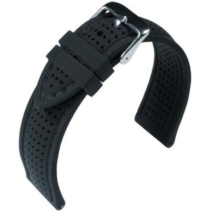 EULIT horlogeband - siliconen - 20 mm - zwart - metalen gesp
