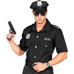 Widmann - Politie & Detective Kostuum - Uniform Shirt Politie Agent Man - Zwart - XXL - Carnavalskleding - Verkleedkleding