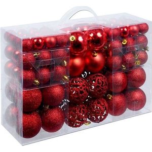Kerstballen 100 stuks Rood, Kerstballen plastic 100 stuks